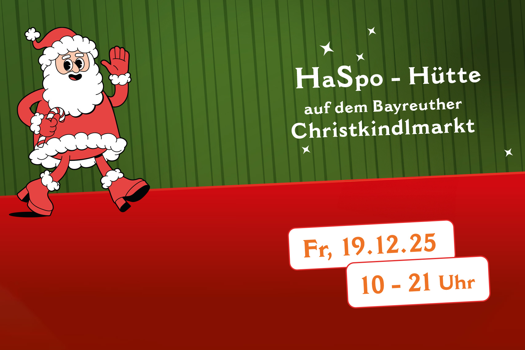 HaSpo Hütte am Bayreuther Christkindlesmarkt am Freitag 19. Dezember 2025